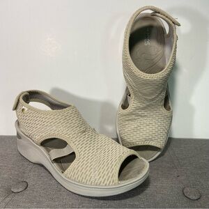 Bzees Dream Slip-on Wedge Sandal with Adjustable Velcro Heel Strap- woman’s 10